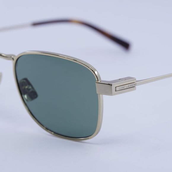 Saint Laurent SL741 003 Sunglasses Gold Square Frame, Green Lenses - Picture 3 of 12